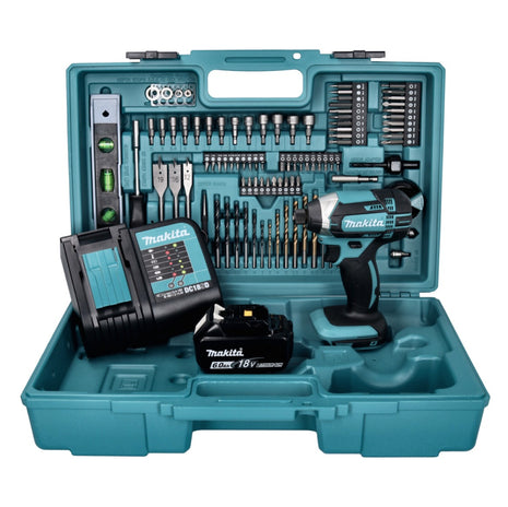 Makita DTD 152 SGX5 Akku Schlagschrauber 18 V 165 Nm + 1x Akku 6,0 Ah + Ladegerät + 101 tlg. Zubehör Set + Koffer