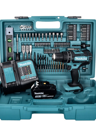 Makita DHP 482 SFX5 Akku Schlagbohrschrauber 18 V 62 Nm + 1x Akku 3,0 Ah + Ladegerät + 101 tlg. Zubehör Set + Koffer - Toolbrothers