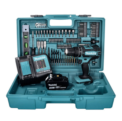 Makita DHP 482 SFX5 Akku Schlagbohrschrauber 18 V 62 Nm + 1x Akku 3,0 Ah + Ladegerät + 101 tlg. Zubehör Set + Koffer - Toolbrothers