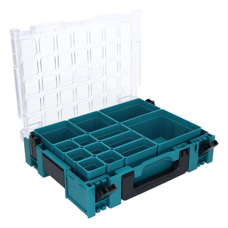 Makita MAKPAC 1 Organizer Kleinteilekoffer 395 x 295 x 110 mm ( 191X80-2 ) mit 13x Boxeinsatz