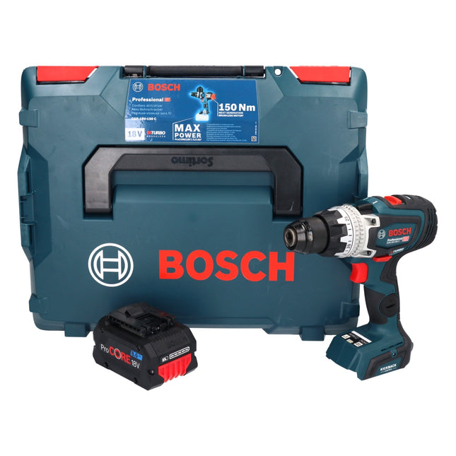 Bosch GSR 18V-150 C Taladro atornillador a batería profesional 18 V 150 Nm Biturbo Brushless + 1x acumulador ProCORE 8,0 Ah + L-Boxx - sin cargador