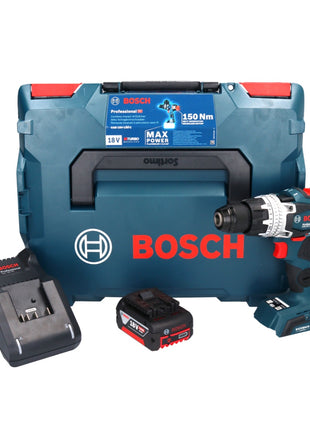 Bosch GSB 18V-150 C Taladro percutor inalámbrico profesional 18 V 150 Nm Biturbo Brushless + 1x batería 5,0 Ah + cargador + L-Boxx