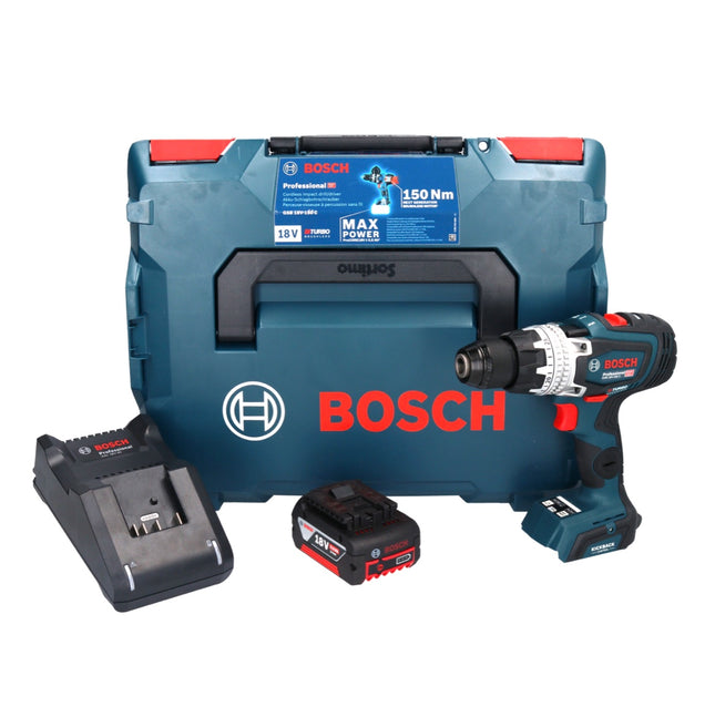 Bosch GSB 18V-150 C Trapano a percussione professionale a batteria 18 V 150 Nm Biturbo Brushless + 1x batteria ricaricabile 5,0 Ah + caricabatterie + L-Boxx