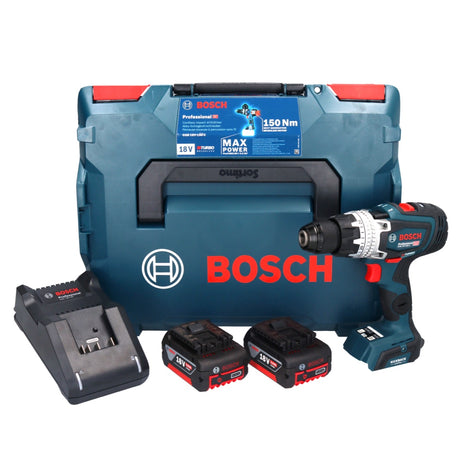 Bosch GSB 18V-150 C Taladro percutor inalámbrico profesional 18 V 150 Nm Biturbo Brushless + 2x baterías 5,0 Ah + cargador + L-Boxx