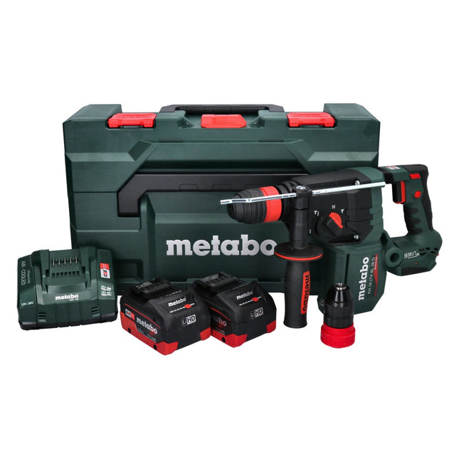 Martillo perforador a batería Metabo KH 18 LTX BL 28 Q 18 V 3 J SDS plus Brushless + 2 baterías de 5,5 Ah + cargador + metaBOX ( 601715660 )