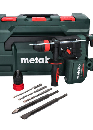 Metabo KH 18 LTX BL 28 Q taladro percutor inalámbrico 18 V 3 J SDS plus sin escobillas + juego de cinceles perforadores de 5 piezas + metaBOX - sin batería, sin cargador