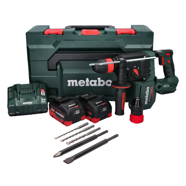 Metabo KH 18 LTX BL 28 Q cordless hammer drill 18 V 3 J SDS plus Brushless + 2x rechargeable battery 5.5 Ah + charger + 5 pcs. drill bit and chisel set + metaBOX
