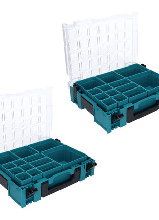 Makita MAKPAC 1 Organizador Set 2x caja para piezas pequeñas 395 x 295 x 110 mm (2x 191X80-2) con 13x insertos de caja