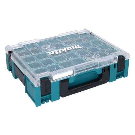 Makita MAKPAC 1 estuche organizador piezas pequeñas 395 x 295 x 110 mm (191X80-2) + surtido de tornillos para madera de 1000 piezas