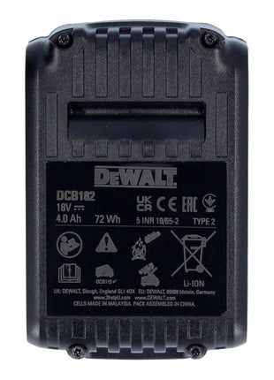 DeWalt DCB 182 Akkupack 18 V 4,0 Ah / 4000 mAh XR Li-Ion Akku - mit Ladestandanzeige