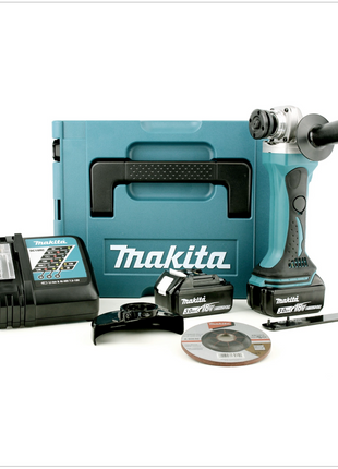 Makita BGA 452 RFJ 18V Li-ion 115 mm Akku Winkelschleifer mit 2x Makita BL1830 B Akku, Makita DC 18 RC Ladegerät, Makita Makpac Koffer Gr.2 - Toolbrothers