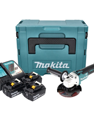 Makita DGA 504 RT3J Meuleuse d'angle sans fil 125mm Brushless 18V + 3x Batteries 5,0Ah + Chargeur + Coffret Makpac