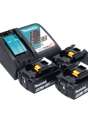 Makita DGA 504 RT3J Meuleuse d'angle sans fil 125mm Brushless 18V + 3x Batteries 5,0Ah + Chargeur + Coffret Makpac