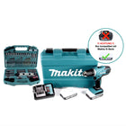 Makita DF 457 DWE 10 akumulatorowa wiertarko-wkrętarka 18 V 42 Nm seria G + 2x akumulator 1,5 Ah + ładowarka + 101-częściowy zestaw wierteł + walizka