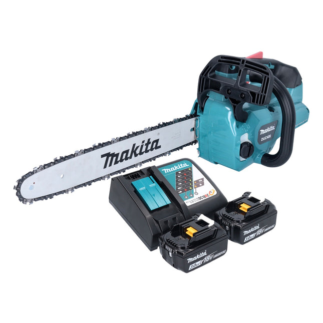 Motosierra a batería Makita DUC 406 RFB 36 V (2x 18 V) 40 cm sin escobillas + 2x batería 3,0 Ah + cargador