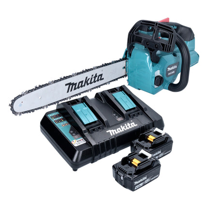Motosierra a batería Makita DUC 406 PMB 36 V (2x 18 V) 40 cm sin escobillas + 2x batería 4,0 Ah + cargador doble