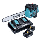 Motosierra de batería Makita DUC 406 PGB 36 V (2x 18 V) 40 cm sin escobillas + 2x batería 6,0 Ah + cargador doble