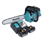 Motosierra a batería Makita DUC 356 RFB 36 V (2x 18 V) 35 cm sin escobillas + 2x batería 3,0 Ah + cargador