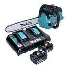 Motosierra de batería Makita DUC 356 PFB 36 V (2x 18 V) 35 cm sin escobillas + 2x batería 3,0 Ah + cargador doble
