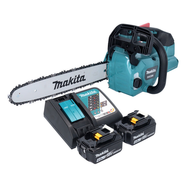 Motosierra a batería Makita DUC 356 RMB 36 V (2x 18 V) 35 cm sin escobillas + 2x batería 4,0 Ah + cargador