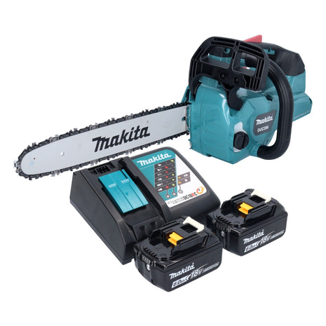 Motosierra a batería Makita DUC 356 RGB 36 V (2x 18 V) 35 cm sin escobillas + 2x batería 6,0 Ah + cargador