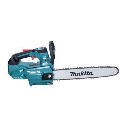 Motosierra de batería Makita DUC 356 PGB 36 V (2x 18 V) 35 cm sin escobillas + 2x batería 6,0 Ah + cargador doble