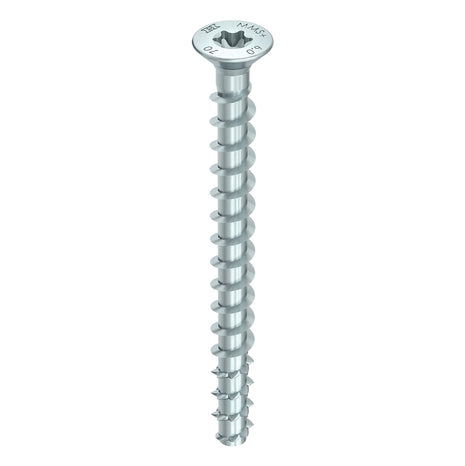 HECO MULTI MONTI plus F anclaje de tornillo 7,5 x 80 mm 100 piezas (2x 48515) tornillo para hormigón, cabeza avellanada, accionamiento en T, galvanizado azul, A2K