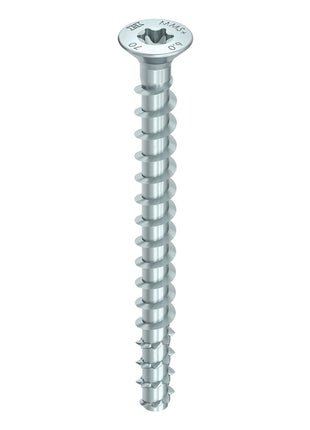 HECO MULTI MONTI plus F anclaje de tornillo 7,5 x 80 mm 200 piezas (4x 48515) tornillo para hormigón, cabeza avellanada, accionamiento en T, galvanizado azul, A2K