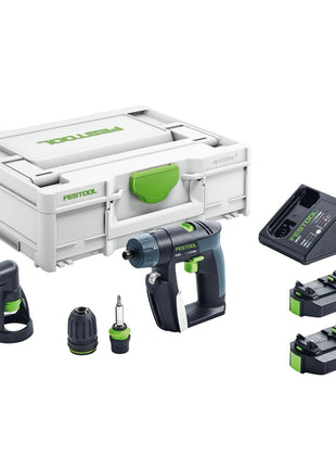 Festool CXS Li 2,6 Plus Akku Bohrschrauber 10,8 V 16 Nm ( 576094 ) + 2x Akku 2,6 Ah + Ladegerät + Winkelvorsatz + Systainer - Nachfolger von 564532 - Toolbrothers