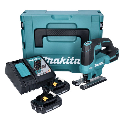 Sierra de calar pendular sin cable Makita DJV 184 RAJ 18 V sin escobillas + 2x batería recargable 2,0 Ah + cargador + Makpac