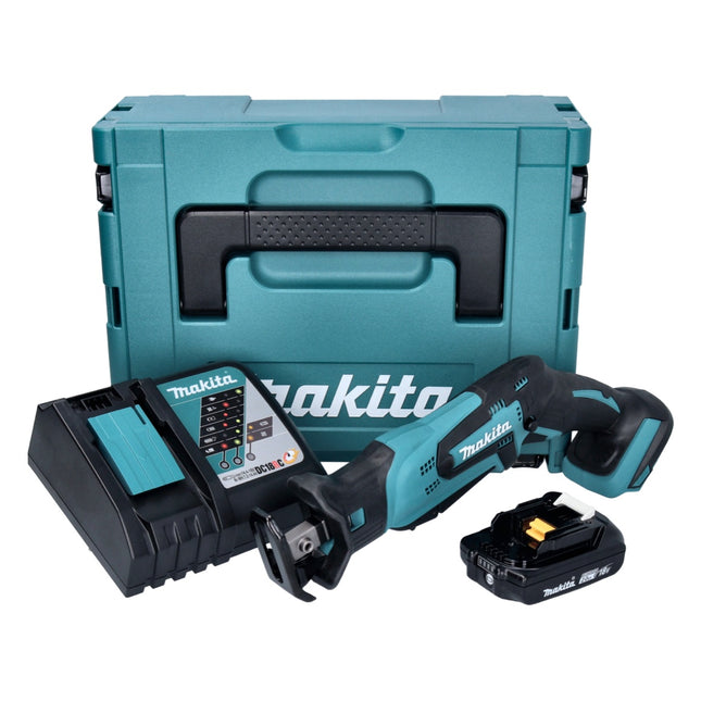 Makita DJR 185 RA1J sierra recíproca sin cable 18 V + 1x batería 2.0 Ah + cargador + Makpac