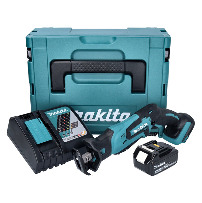 Makita DJR 185 RF1J sierra recíproca sin cable 18 V + 1x batería 3.0 Ah + cargador + Makpac