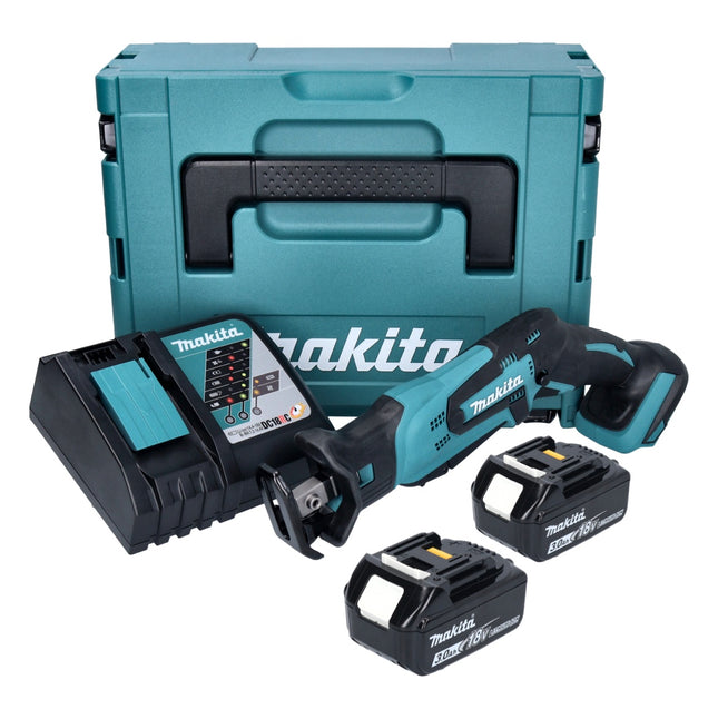 Sierra sable sin cable Makita DJR 185 RFJ 18 V + 2x batería recargable 3,0 Ah + cargador + Makpac