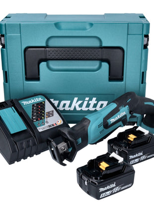 Makita DJR 185 RTJ sierra de sable a batería 18 V + 2x baterías 5,0 Ah + cargador + Makpac