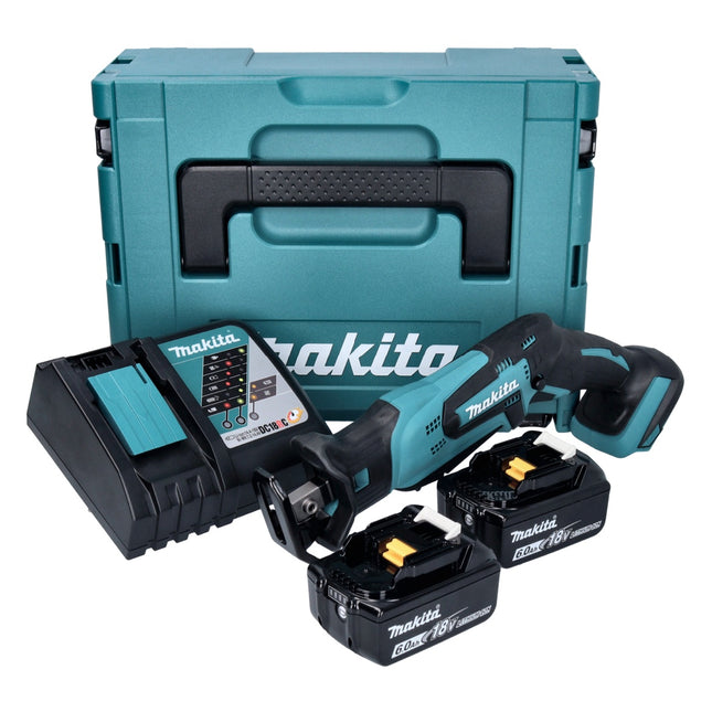 Sierra sable sin cable Makita DJR 185 RGJ 18 V + 2x batería recargable 6,0 Ah + cargador + Makpac