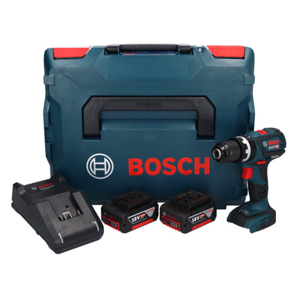 Bosch GSB 18V-60 C Professional Taladro / Atornillador percutor a batería 18V / 60Nm + Maletín L-Boxx + 2x Batería GBA 5,0 Ah + Cargador GAL 1880 CV