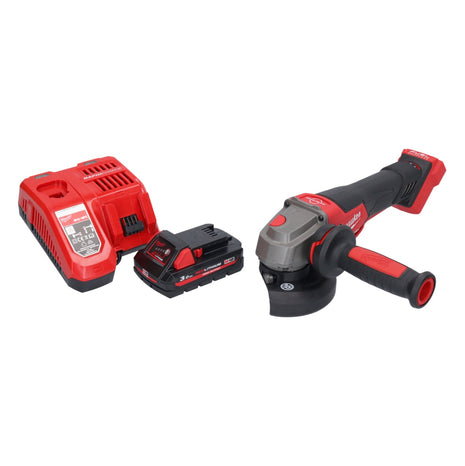 Amoladora angular a batería Milwaukee M18 FSAGV115XPDB-301 18 V 115 mm sin escobillas + 1x batería 3,0 Ah + cargador