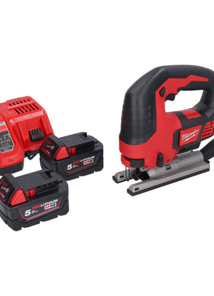 Sierra de calar a batería Milwaukee M18 BJS-502 18 V + 2x baterías 5,0 Ah + cargador