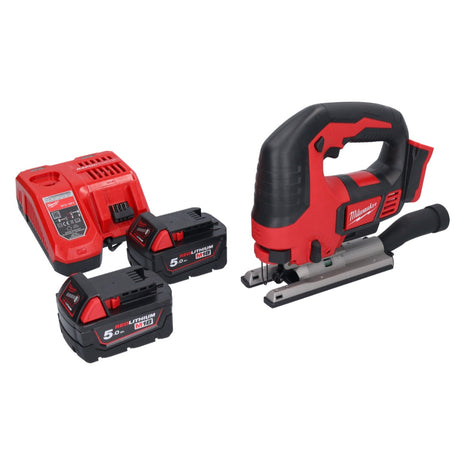 Sierra de calar a batería Milwaukee M18 BJS-502 18 V + 2x baterías 5,0 Ah + cargador