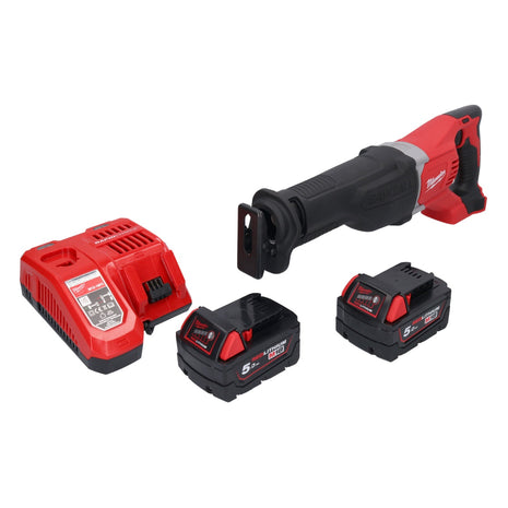 Milwaukee M18 BSX-502 akumulatorowa pilarka szablasta 18 V + 2x akumulator 5,0 Ah + ładowarka