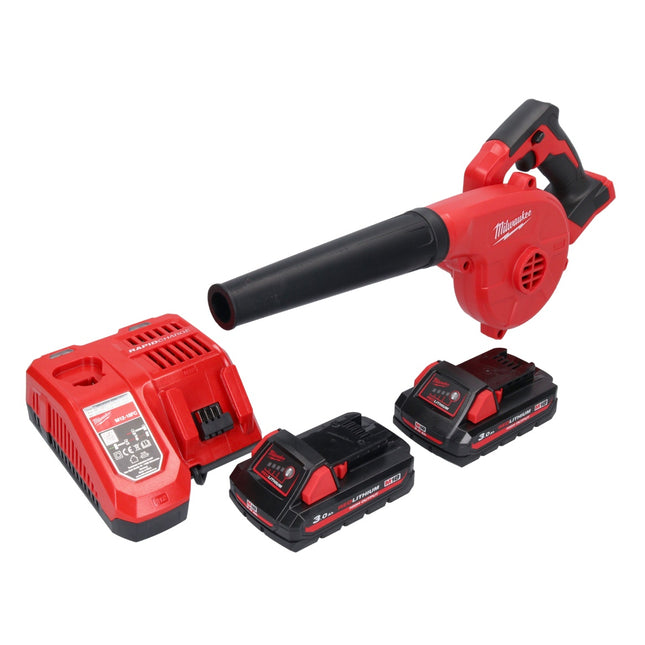 Milwaukee M18 BBL-302 cordless blower 18 V + 2x rechargeable battery 3.0 Ah + charger