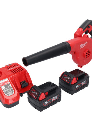 Soplador a batería Milwaukee M18 BBL-502 18 V + 2x baterías 5,0 Ah + cargador