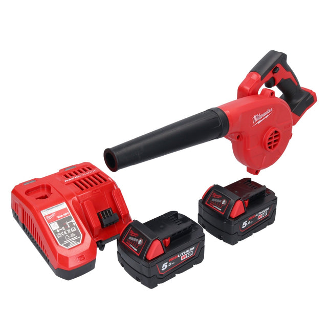 Soplador sin cable Milwaukee M18 BBL-502 18 V + 2x batería 5.0 Ah + cargador