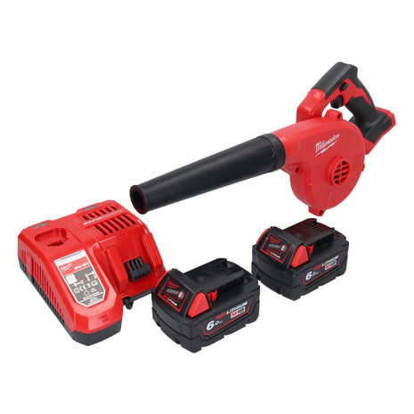 Soplador a batería Milwaukee M18 BBL-602 18 V + 2x baterías 6,0 Ah + cargador