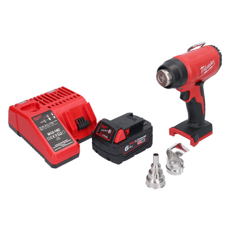 Soplador de aire caliente a batería Milwaukee M18 BHG-601 18 V 470 °C + 1x batería 6,0 Ah + cargador