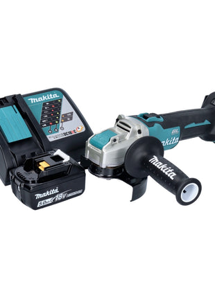 Makita DGA 521 RT1X1 akumulatorowa szlifierka kątowa 18 V 125 mm X-LOCK bezszczotkowa + 1x akumulator 5,0 Ah + ładowarka