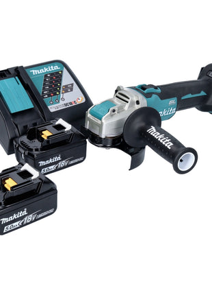 Amoladora angular a batería Makita DGA 521 RTX1 18 V 125 mm X-LOCK sin escobillas + 2x baterías 5,0 Ah + cargador