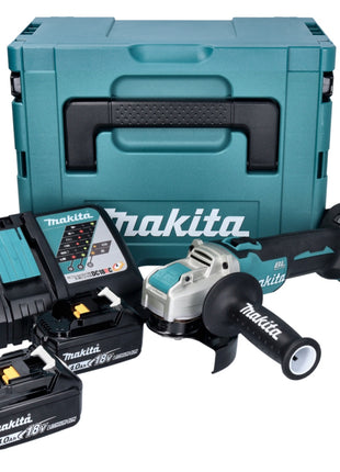 Makita DGA 521 RMX1J amoladora angular a batería 18 V 125 mm X-LOCK sin escobillas + 2x batería 4,0 Ah + cargador + Makpac