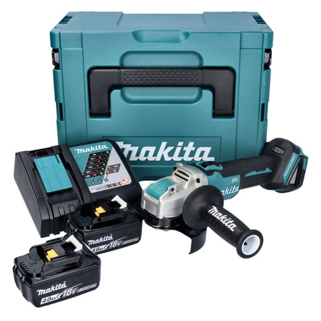 Makita DGA 521 RMX1J Akku Winkelschleifer 18 V 125 mm X-LOCK Brushless + 2x Akku 4,0 Ah + Ladegerät + Makpac