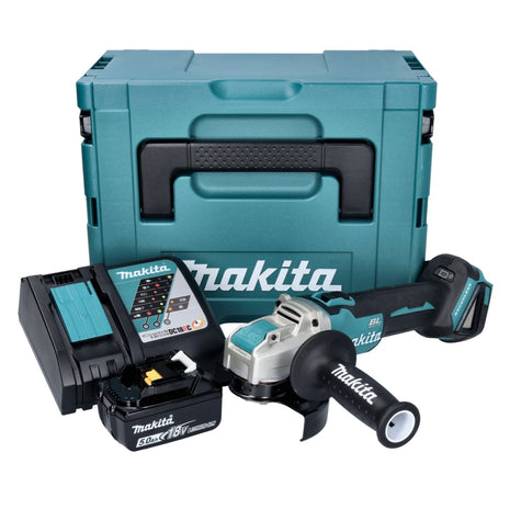 Makita DGA521RT1X1J Meuleuse d'angle sans fil 125 mm 18V - X-LOCK Brushless + 1x Batteries 5,0 Ah + Chargeur + Coffret Makpac